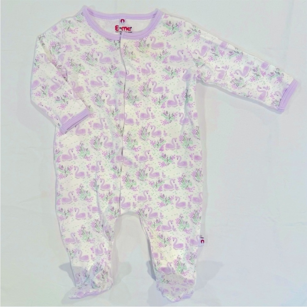 E=MC2 Footed Coverall Girls 3-6M Swan of a Kind Sleeper Easy=Magnetic Close